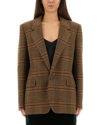 Saint Laurent - Prince Of Wales Wool Jacket - Lyst
