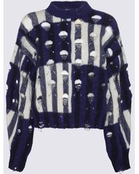 Off-White c/o Virgil Abloh - Black And White Mohair And Wool Blend Shibori Sweater - Lyst