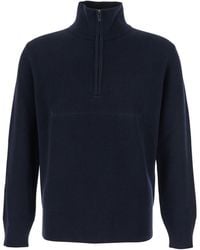 Kangra Cashmere - Sweater With High Neck And Half Zip Closure On The Front - Lyst