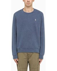 Polo Ralph Lauren - Washed Out Blue Crew Neck Sweatshirt - Lyst