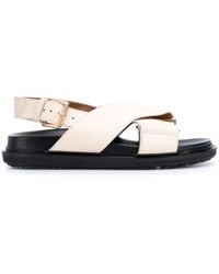 Marni - White Sandals With Crossed Bands In Leather Woman - Lyst