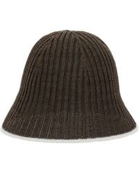 Brunello Cucinelli - Hat With Contrasting Hem And Ribbed Knit - Lyst