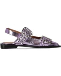 Ganni - Lavender Slingback Ballet Flat Shoe With Buckles - Lyst