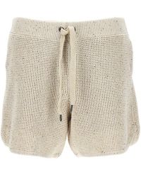 Brunello Cucinelli Sequin Knit Shorts - White