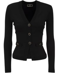 Elisabetta Franchi - Shiny Viscose Cardigan With Twin Buttons - Lyst
