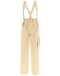 KENZO - Cotton Cargo Pants With Suspenders - Lyst
