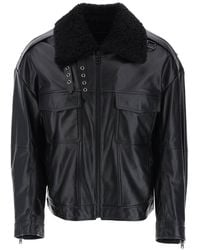Dolce & Gabbana - Leather-and-fur Biker Jacket - Lyst