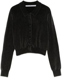Alexander Wang - Cotton-Blend Chenille Cropped Polo Cardigan - Lyst