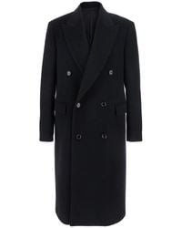 Lardini - Double-Breasted Coat With Peak Lapels - Lyst