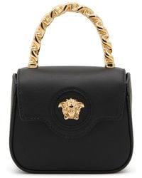 Versace - La Medusa Mini Bag In Black Leather Woman - Lyst