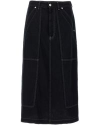 MM6 by Maison Martin Margiela - Lurex Stitching Midi Denim Skirt - Lyst