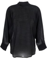 ..,merci - Shirt With Pussybow Collar And Buttoned Cuffs - Lyst