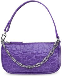BY FAR - Mini Rachel Lilac Croco Embossed Leather Bag  HBX - Globally  Curated Fashion and Lifestyle by Hypebeast