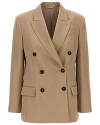 Brunello Cucinelli - Double-Breasted Jacket With Necklace - Lyst