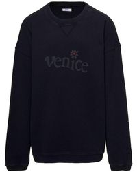 ERL - Blsck Crewneck Sweatshirt With Venice Print - Lyst