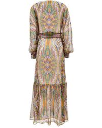 Etro - Maxi Dress With All-Over Print And Belt - Lyst