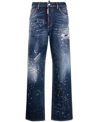 DSquared² - Paint Splatter-detail Washed Denim Jeans - Lyst