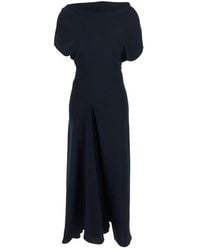 Plain - Long Dress With Square Neckline And Short Sleeves - Lyst
