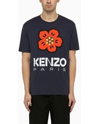 KENZO - Midnight Blue T Shirt With Logo - Lyst