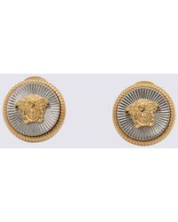 Versace - Gold- Tone And Silver Metal Medusa Earrings - Lyst