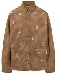 DES_PHEMMES - Des Phemmes Suede Shirt With Embroidery - Lyst