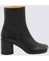 MM6 by Maison Martin Margiela - Black Leather Tabi Ankle Boots - Lyst