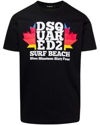 DSquared² - Crewneck T-Shirt With D2 Surf Beach Logo On The Chest - Lyst