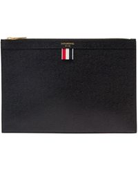 Thom Browne - Black Document Holder With Grained Texture And Web Detail In Leather Man - Lyst