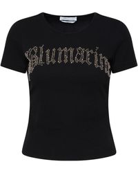 Blumarine - T-shirt Maxi Logo Strass - Lyst