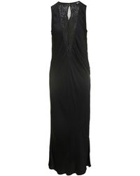 ROTATE BIRGER CHRISTENSEN - Midi Dress With Plunging V Neck With Mesh Insert - Lyst