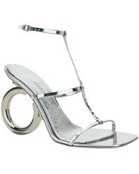 Ferragamo - 'elina' Silver Sandals With Sculptural Heel In Leather Woman - Lyst