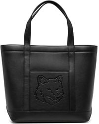 Maison Kitsuné - Fox Head Medium Leather Tote Bags - Lyst