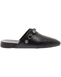 Balenciaga - 'cagole' Black Mule Flat With Studs In Leather Man - Lyst