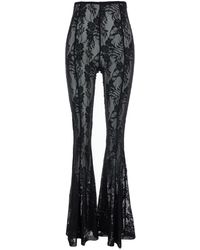 Norma Kamali - 'Fishtail' Flared Pants With All-Over Floral Embroidery And Wide Leg - Lyst