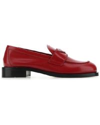Prada Leather Loafers in Red - Save 33% | Lyst