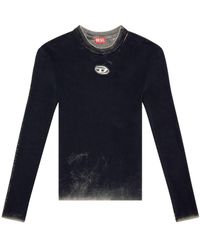 DIESEL - Ribbed Cotton Sweater With Gradient Effect - Lyst