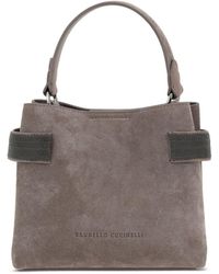 Brunello Cucinelli - Suede Leather Handbag - Lyst