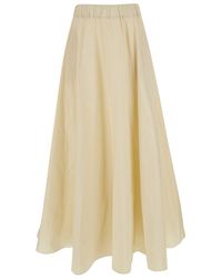 P.A.R.O.S.H. - A-Line Maxi Skirt With Elastic Waistband And Soft Sheen - Lyst