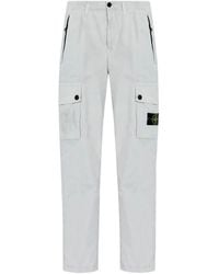 Stone Island - Slim Fit Cargo Trousers Brushed Organic Cotton Canvas 'Old' Effect - Lyst