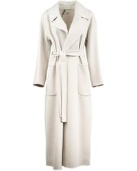 Max Mara - Ivory Wool Long Robe Coat - Lyst