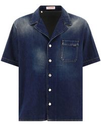 Valentino - Cotton Bowling Shirt In Denim Chambray - Lyst