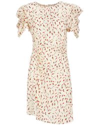 Mar De Margaritas - Karin Short Ruched Viscose Dress With Floral Print - Lyst