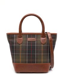 Barbour - Tartan-check Leather Tote Bag - Lyst