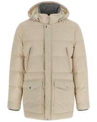 Brunello Cucinelli - Knit Insert Down Jacket Puffer Jackets - Lyst