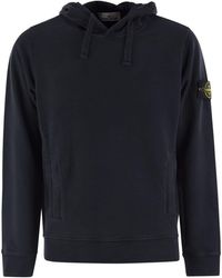 Stone Island - Logo Cotton Hoodie - Lyst