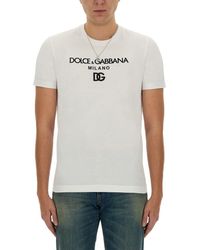Dolce & Gabbana - T-shirt With Logo Embroidery - Lyst