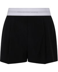 Alexander Wang - High Waisted Pleated Mini Shorts With Logo Elastic - Lyst