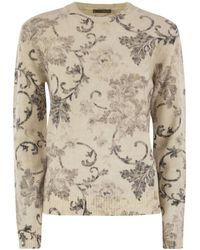 Herno - Wool Jumper With Floral Pattern - Lyst