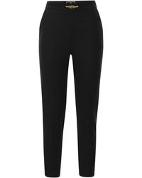 Elisabetta Franchi - Stretch Crepe Straight Trousers With Horsebit - Lyst