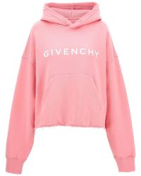 Givenchy - Cropped Logo Hoodie Sweatshirt - Lyst